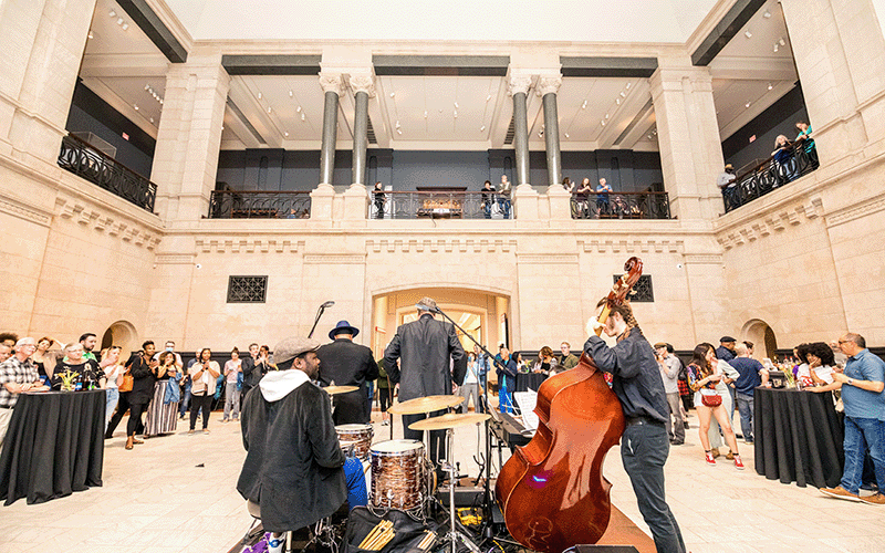 A band plays in the Great Hall