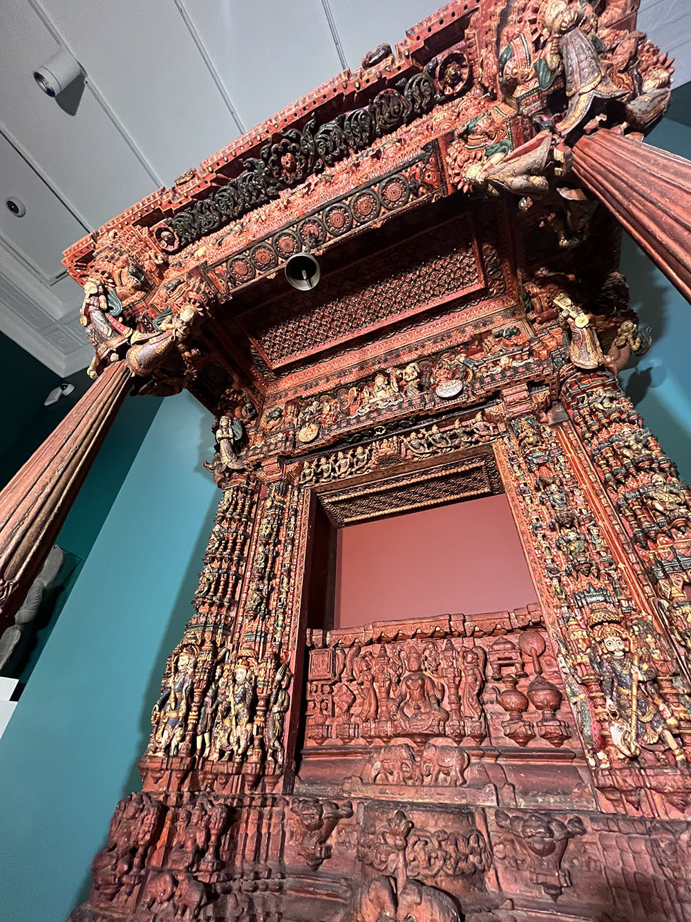 Devotional Shrine Used in a Jain Household (ghar derasar), 1700–1899, India, Gujarat, carved wood painted and gilded, The William T. and Louise Taft Semple Collection, 1962.459