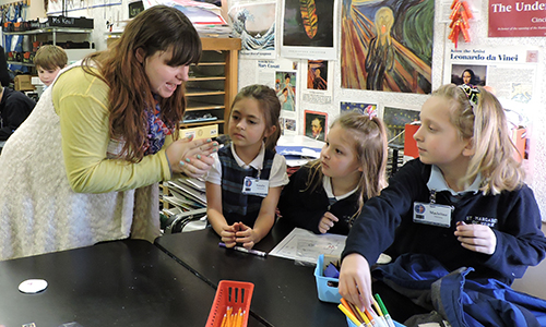 students working on arts and crafts