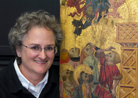 Serena Urry with the Retablo of St. Peter by Lorenzo Zaragoza