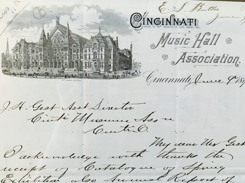 Cincinnati Music Hall Association letterhead