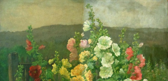 painting of flowers undergoing cleaning