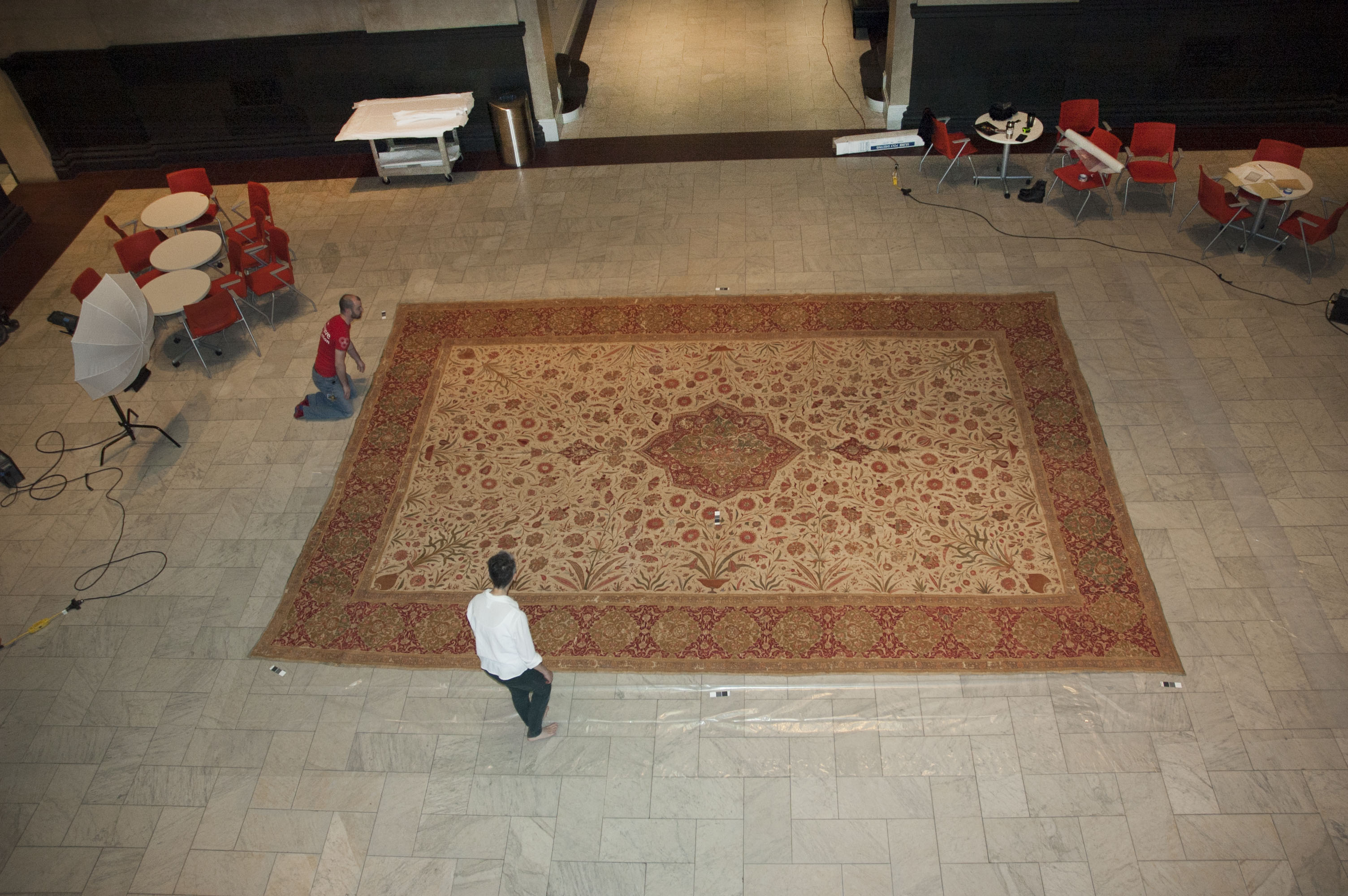 area rug laid out for conservation