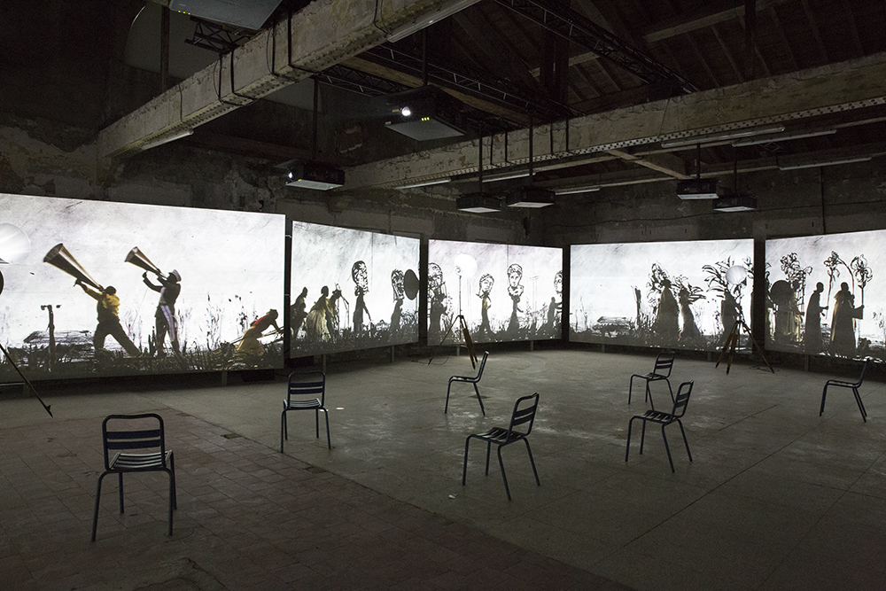 Installation view of William Kentridge's More Sweetly Play the Dance 