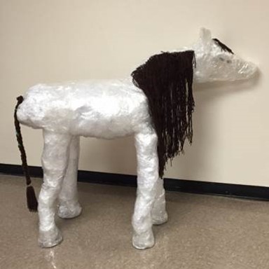 horse statue made of plastic wrap