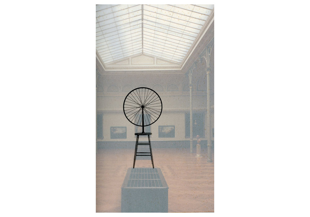 Marcel Duchamp’s Bicycle Wheel, a bicycle wheel mounted on a stool