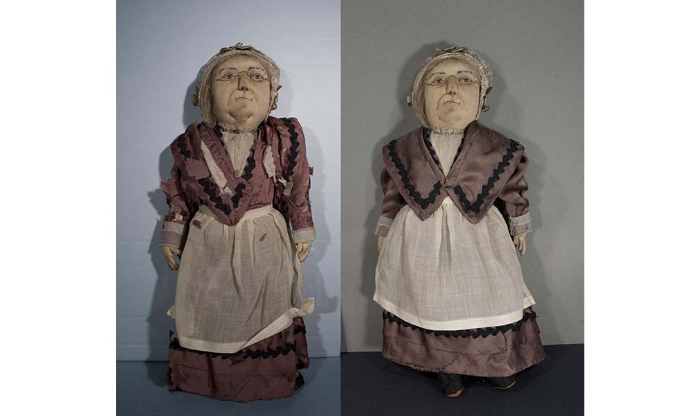 doll before and after conservation