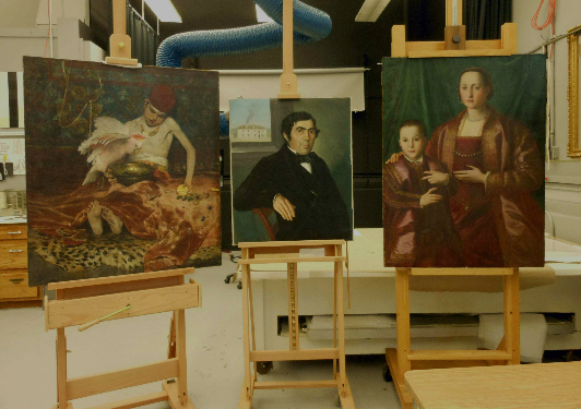 various paintings in conservation