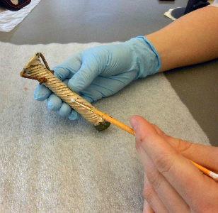 Roman glass jar in conservation