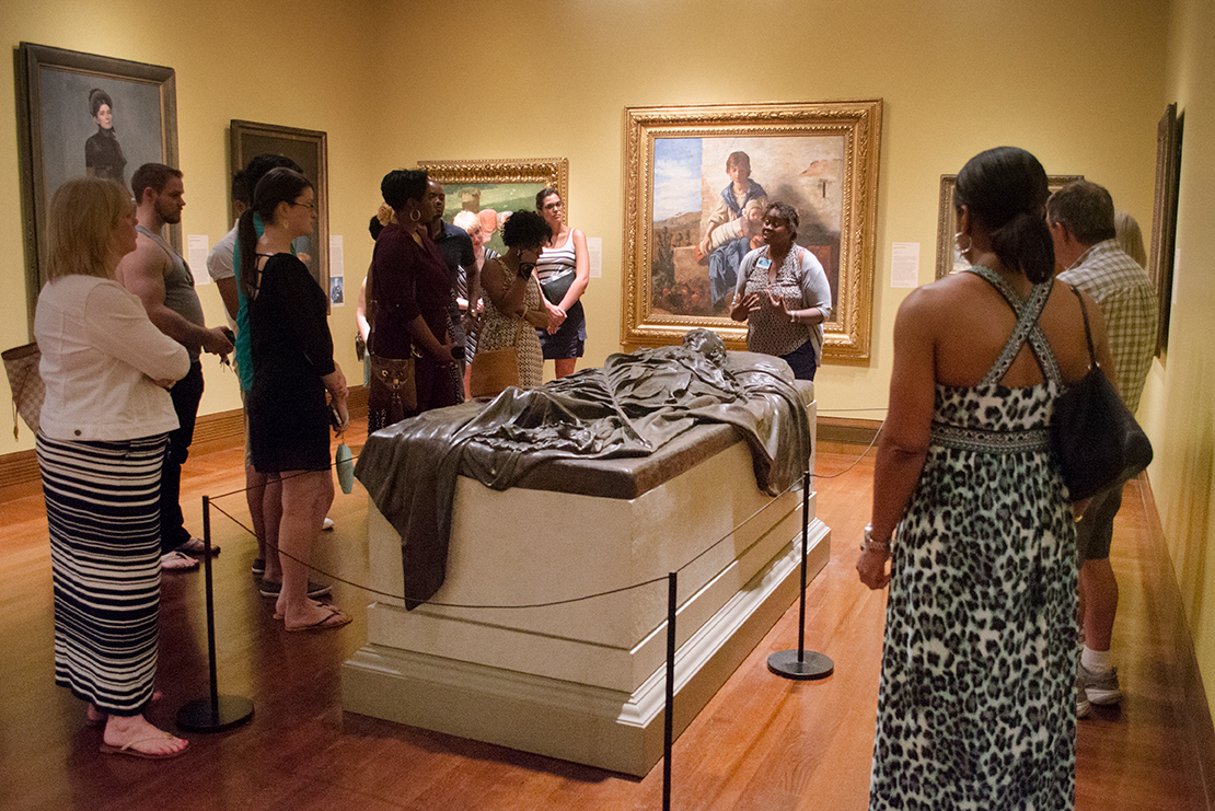 Docent giving a guided tour in the museum