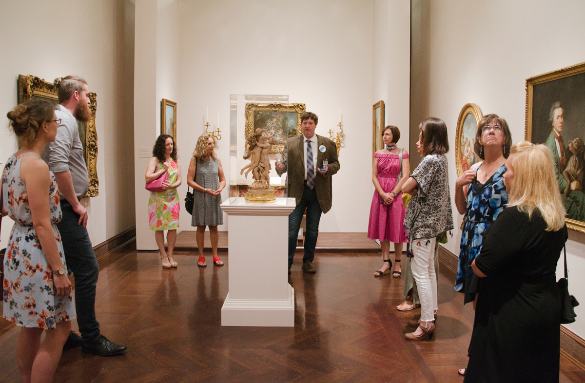 Docent giving a guided tour in the museum