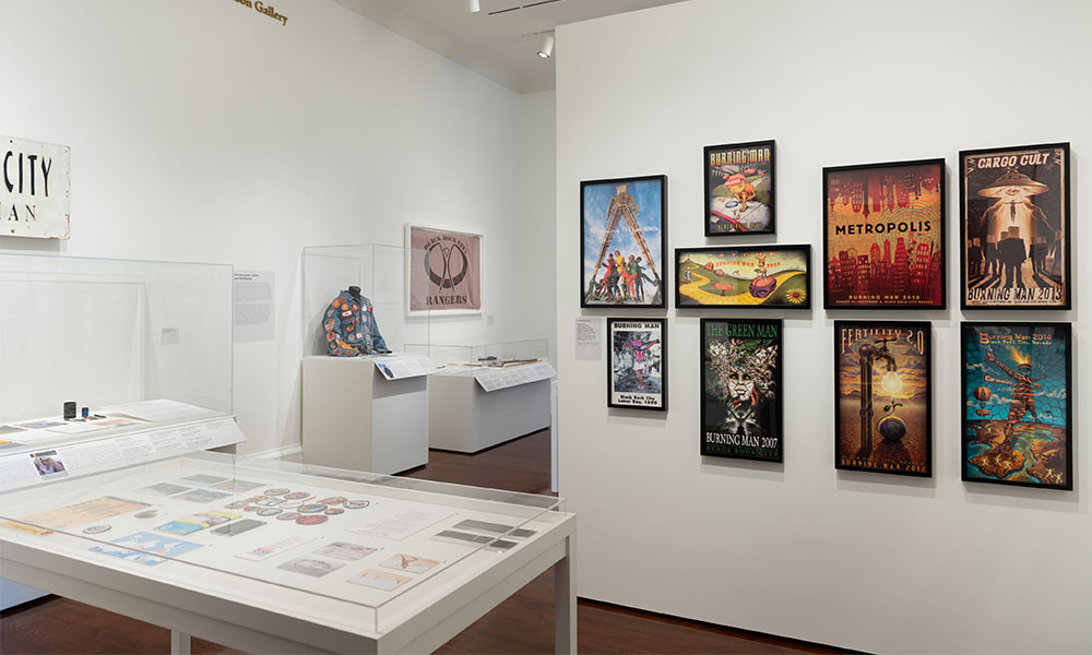Various artworks within the Burning man exhibition