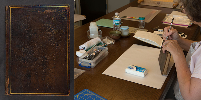 book undergoing conservation