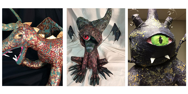 finished paper mache monsters