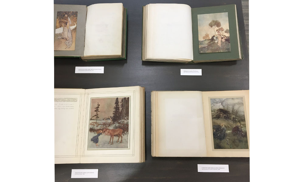 various books with illustrations