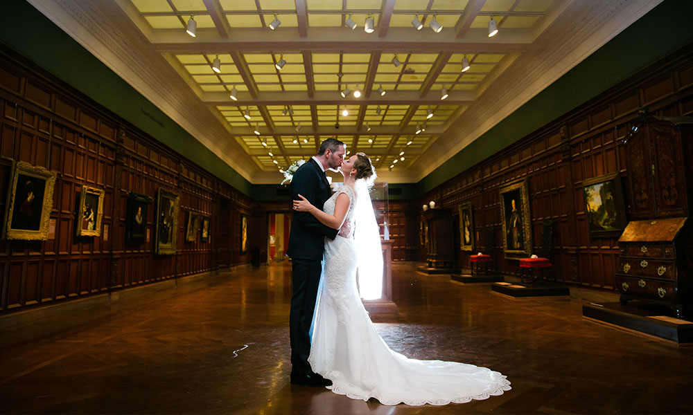 bride and groom in an exhibition