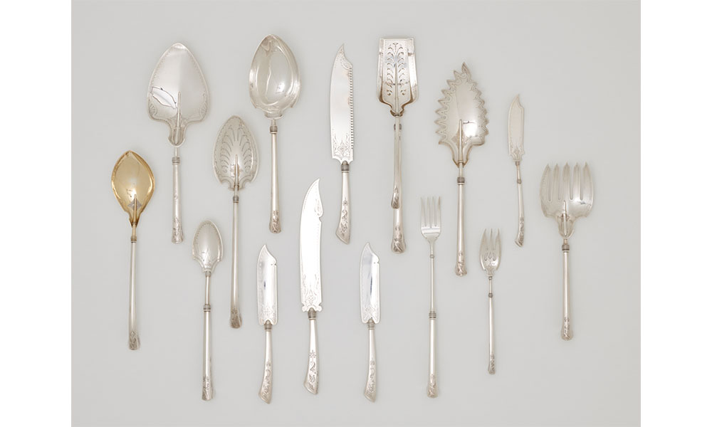 various silver serving utencils