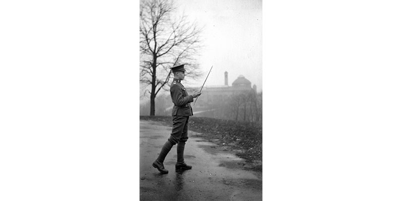 black and white photo of a soldier