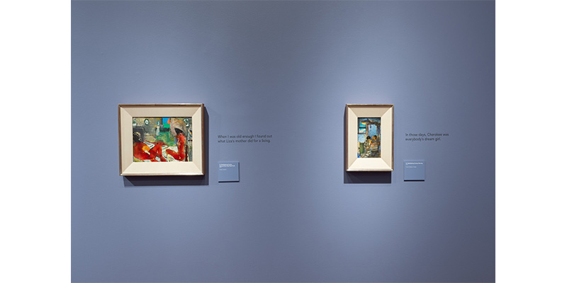 Various artworks within the Romare Bearden exhibition