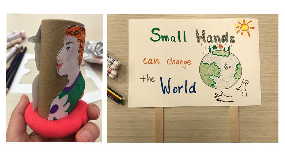 Two art projects made by visitors