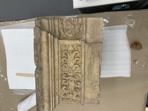 stone blocks in the conservation lab