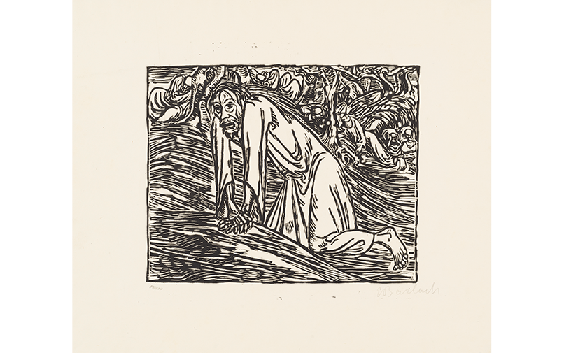 Ernst Barlach (Germany, 1870–1938), Christ at Gethsemane, 1919, woodcut, Cincinnati Art Museum,    Gift of Mr. and Mrs. Walter I. Farmer, 1952.327.