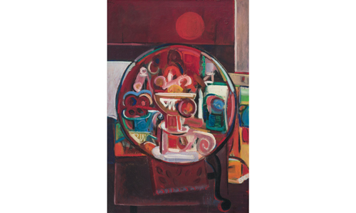 cubist painting of colorful round forms
