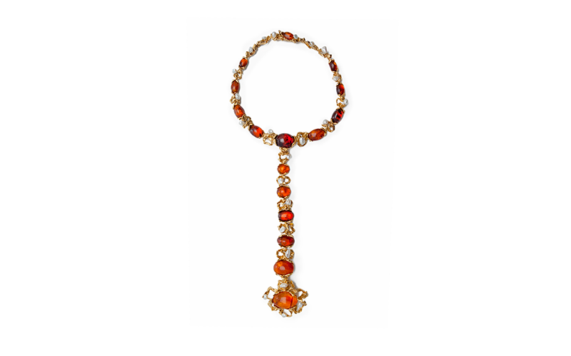 Gilbert Albert (Swiss, 1930–2019), Necklace, Bracelet and Brooch, 1970s, amber, pearls, gold