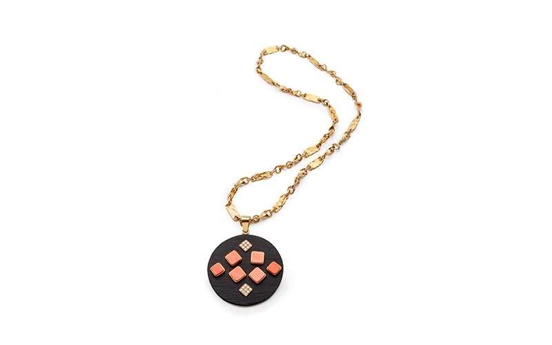 Louis M. Gérard (French, 1923–2006), Necklace with Pendant, 1975, slate, gold, coral, diamonds