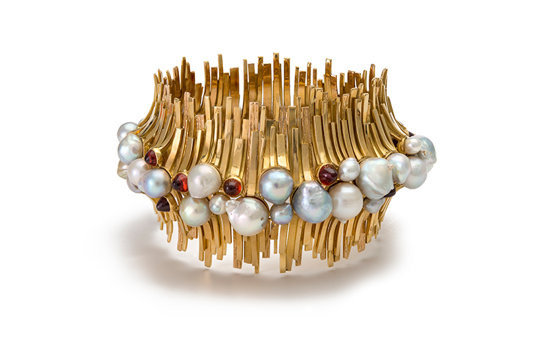 David Thomas (British, b. 1938), Bracelet, 1965, gold, pearls, garnets