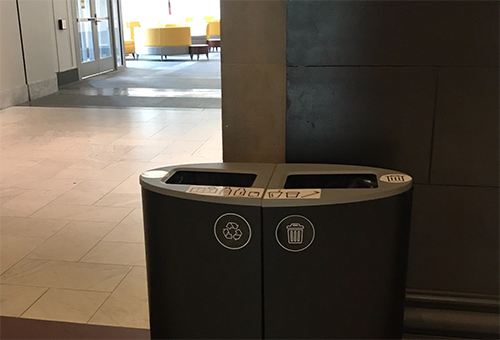 Recycling bin in the museum