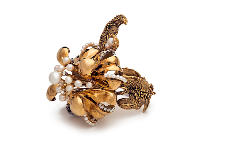 Barbara Anton (American, 1926–2007), Bracelet, 1960s, gold, pearls, diamonds