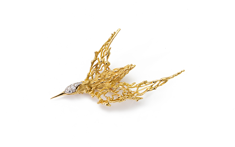 Pierre Sterlé (French, 1905–1978), designer, Chaumet (French, est. 1780), manufacturer, Bird Brooch, 1960s, gold, diamonds