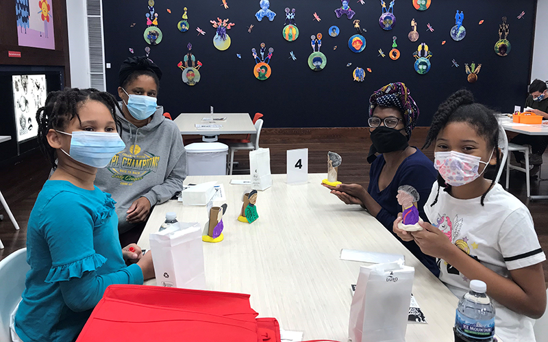 students in the Rosenthal Education Center wearing masks