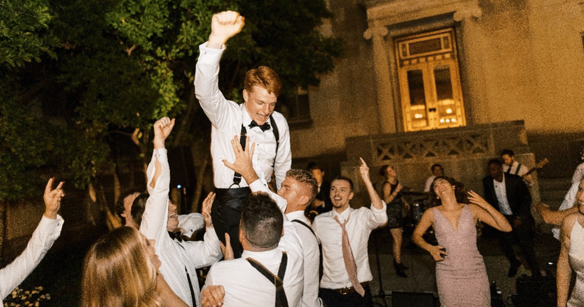 Elayna Berry and Preston Franklin's wedding party at CAM in 2021.