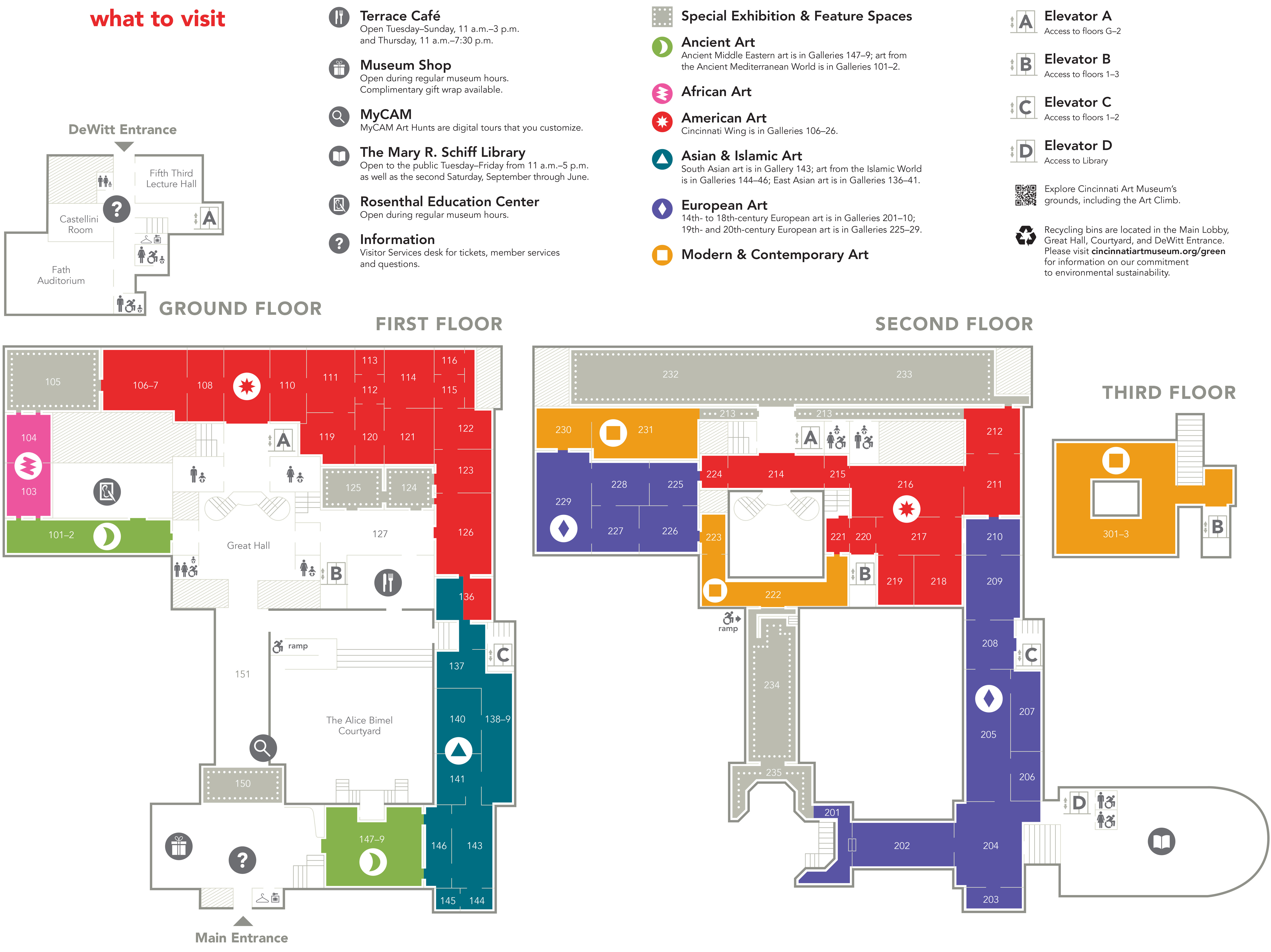 Cincinnati Art Museum Visitor Guide Map