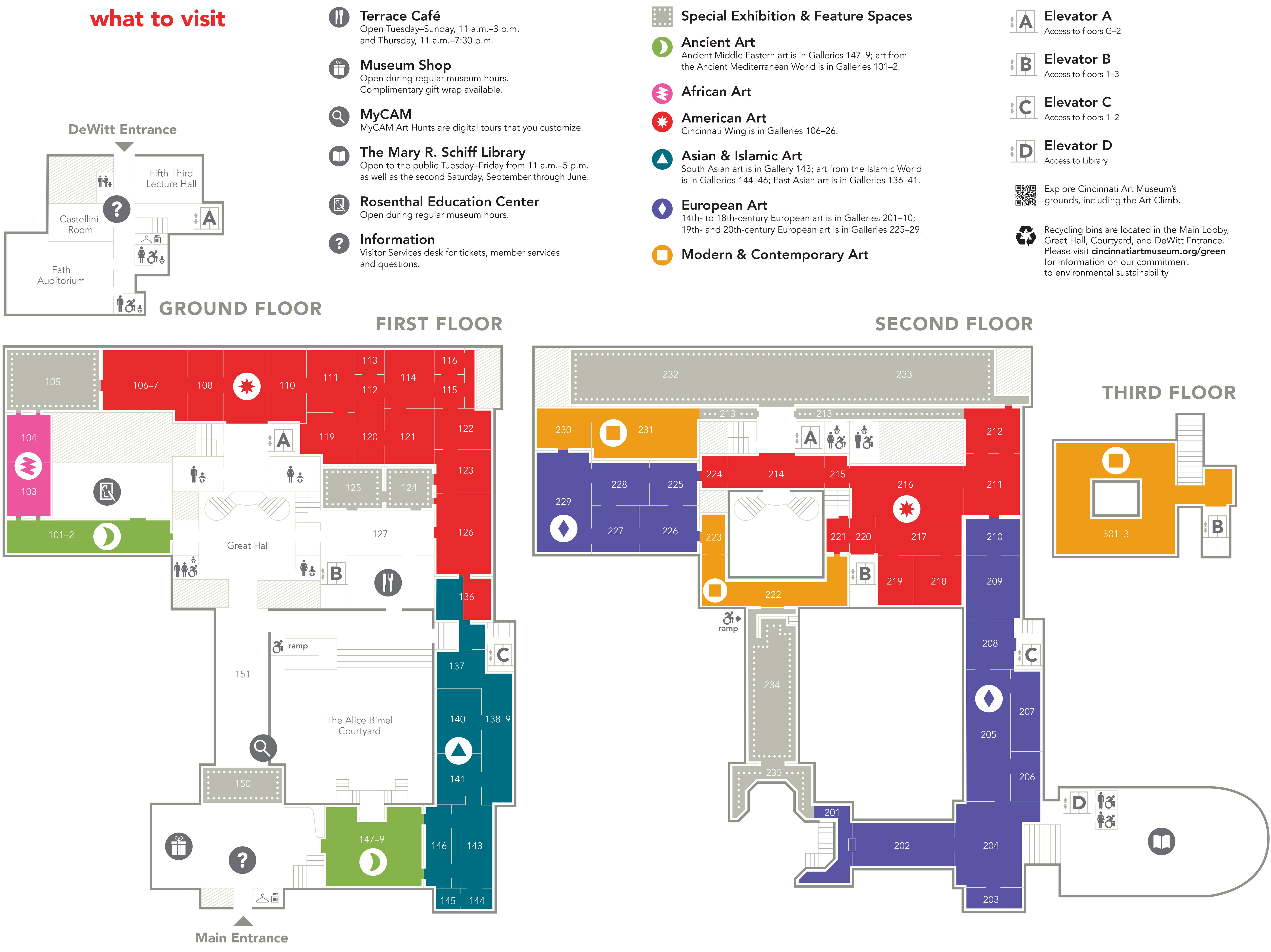 Cincinnati Art Museum Visitor Guide Map