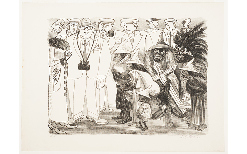 José Clemente Orozco, (Mexican, 1883–1949), Tourists and Aztecs, 1934, lithograph, The Albert P. Strietmann Collection, 1960.801