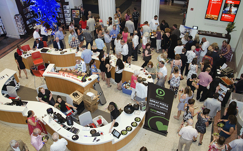 Guests gather in the museum lobby for a Duveneck Association fundraiser.