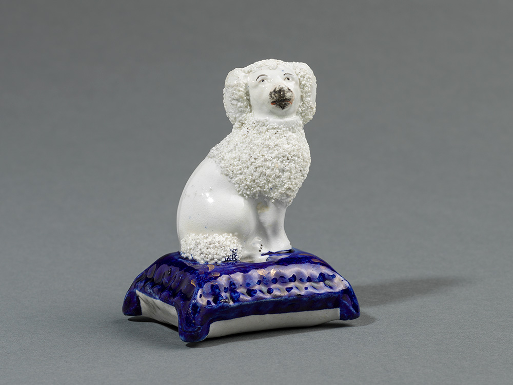 Poodle, mid-19th century, England (Staffordshire), earthenware, Gift of Mary Reis Sullivan, John Reis and Richard Reis in memory of their mother Elaine Wormser Reis, 2018.144