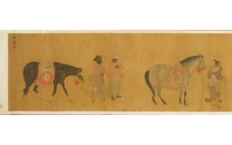 Ren Bowen 任伯温 (active late 14th century), Tribute Bearers, Yuan dynasty (1279–1368), handscroll, ink and color on silk, Asian Art Museum of San Francisco, The Avery Brundage Collection, B60D100. © Asian Art Museum of San Francisco