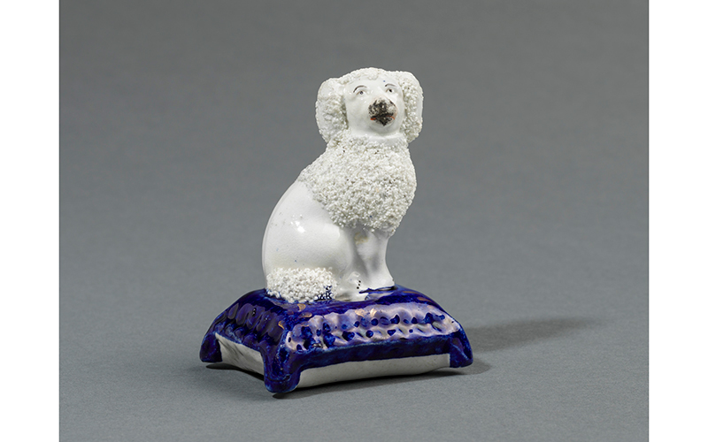 Poodle, England (Staffordshire), mid-19th century, earthenware, Gift of Mary Reis Sullivan, John Reis and Richard Reis in memory of their mother Elaine Wormser Reis, 2018.144