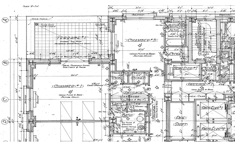 Blueprint of the Drake Tower’s 27th floor, showing Elaine’s bedroom. 