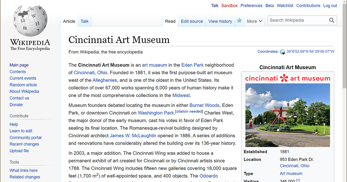 CAM's Wikipedia article