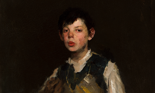 painting of a whistling boy