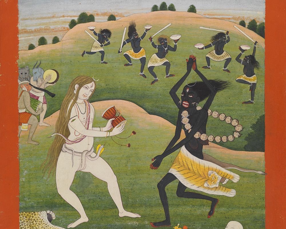 The Dance of Shiva and Kali, circa 1780, India; Punjab Hills, Guler, opaque watercolors and gold on paper, Virginia Museum of Fine Arts, Richmond, Adolph D. and Wilkins C. Williams Fund, 82.141
