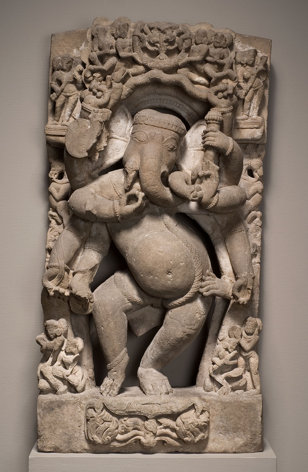 Dancing Ganesha, circa 800–900, India; probably Madhya Pradesh, sandstone, Nelson Atkins Museum, Purchase: William Rockhill Nelson Trust, 70-45