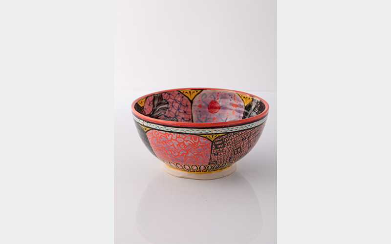 Bowl with Koi Fish, 2021, Roberto Lugo (Puerto Rican-American, b. 1981), glazed stoneware, Lent by R & Company. © Roberto Lugo. Photography by Tiffany Smith, Courtesy of R & Company