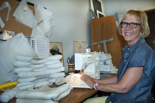 Donna Anderson at her sewing machine