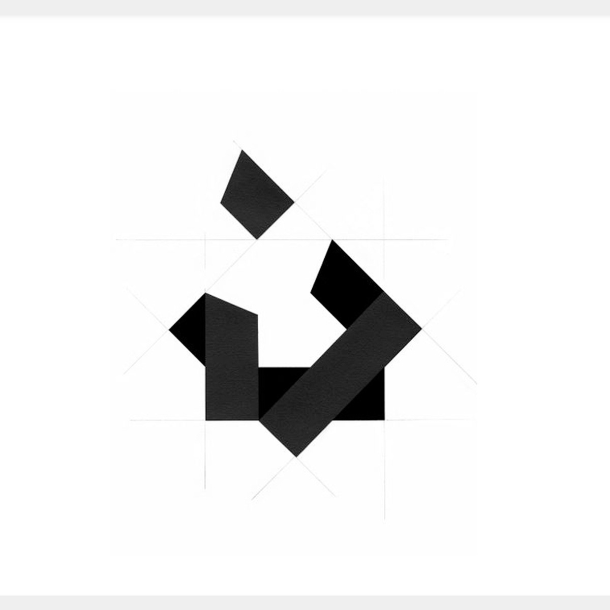 A light, eight-point star shape with dark blocks inside